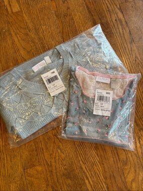 The Children's Place Light Blue Sweater & Embroidered Floral Set